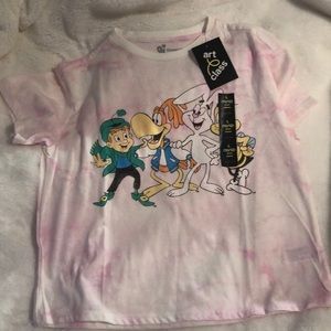 Brand new shirt, never wore with tags. It is a pink and white tie dye color.